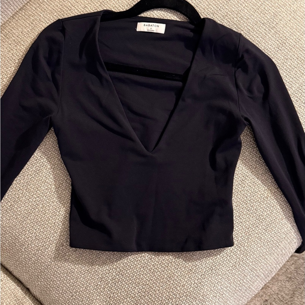 Aritiza Black Deep V- Neck contour shirt